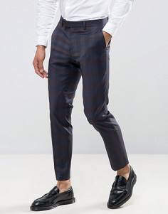 Черно-синие брюки в клетку River Island - Темно-синий
