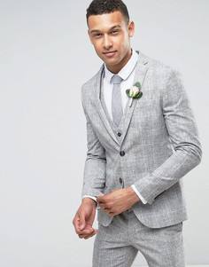 Серый пиджак скинни в клетку River Island Wedding - Серый