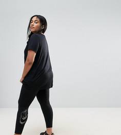 Черные леггинсы с логотипом металлик Nike Plus - Черный