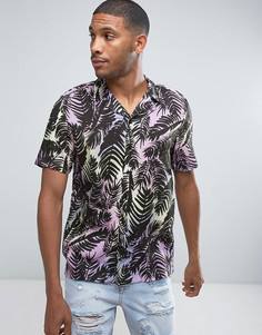 Фиолетовая рубашка с принтом пальм River Island - Фиолетовый
