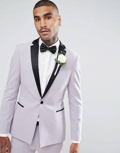 Бледно-лиловый супероблегающий пиджак-смокинг с атласными лацканами ASOS - Фиолетовый