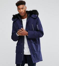 Синяя парка с подкладкой из искусственного меха ASOS TALL - Синий