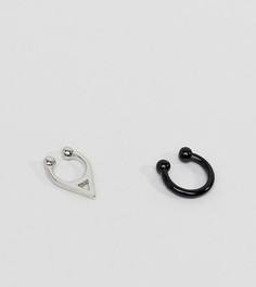 2 кольца для носовой перегородки серебристого и черного цвета ASOS - Мульти