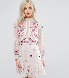 Свободное платье с вышивкой River Island Petite - Розовый