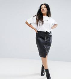 Юбка миди из искусственной кожи River Island Plus - Черный