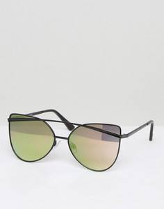Солнцезащитные очки кошачий глаз со стеклами персикового цвета River Island - Черный