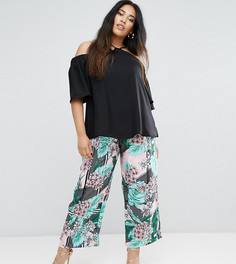 Укороченные брюки с широкими штанинами и цветочным принтом River Island Plus - Мульти