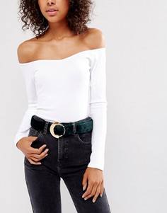 Ремень для джинсов из искусственного меха ASOS - Зеленый