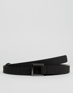 Черный узкий ремень из искусственной кожи ASOS - Черный