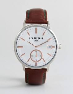 Часы с коричневым кожаным ремешком Ben Sherman WB071SBR - Коричневый