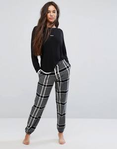 Пижамный топ с длинным рукавом и джоггеры DKNY - Черный