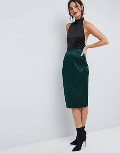 Атласная юбка-карандаш ASOS - Зеленый