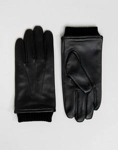 Черные кожаные перчатки с манжетами Barneys - Черный Barneys Originals