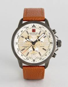 Часы с коричневым кожаным ремешком Swiss Military - Коричневый