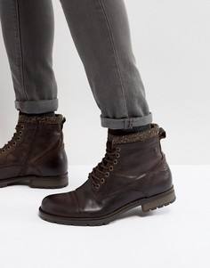 Коричневые кожаные массивные ботинки с теплой подкладкой Jack & Jones Marly - Коричневый
