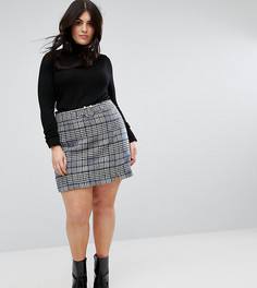 Мини-юбка в клетку с отделкой искусственным жемчугом ASOS CURVE - Мульти