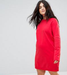 Трикотажное платье оверсайз со стеганой отделкой ASOS CURVE - Красный
