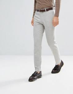 Серые строгие брюки скинни с добавлением шерсти ASOS - Серый