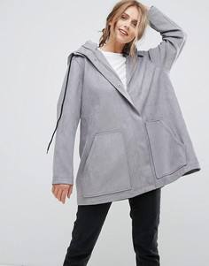 Свободное пальто с капюшоном Missguided - Серый
