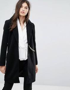 Черное пальто с отделкой цепочкой Missguided - Черный