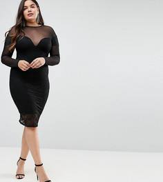 Облегающее кружевное платье миди ASOS CURVE - Черный