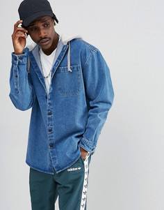 Джинсовая oversize-рубашка с капюшоном ASOS - Синий