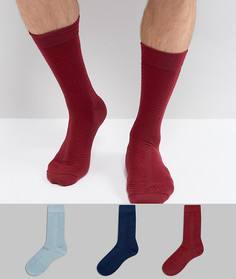 Подарочный набор из 3 пар фактурных носков (бордовый/зеленый/темно-синий) ASOS - Изготовлено в Великобритании - Мульти