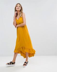 Платье макси с асимметричным подолом River Island - Желтый
