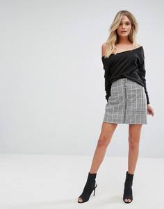Мини-юбка в клетку с застежкой-молнией River Island - Мульти