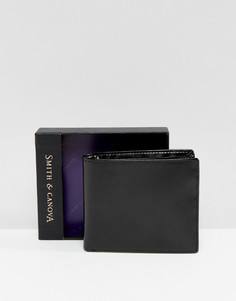 Черный блестящий кожаный бумажник Smith And Canova - Черный