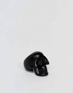 Черное матовое массивное кольцо с черепом ASOS - Черный