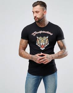 Черная обтягивающая футболка с вышитым тигром Good For Nothing - Черный