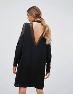Платье с открытой спиной и кружевом Y.A.S Citru - Черный