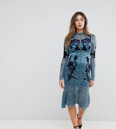 Кружевное платье с длинными рукавами и декоративной отделкой Hope & Ivy Maternity - Синий