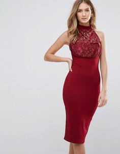 Облегающее платье с кружевной вставкой Lasula - Красный