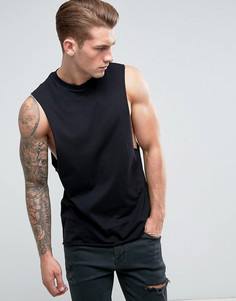 Черная футболка без рукавов с заниженными проймами River Island - Черный