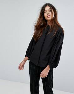 Рубашка без воротника с пышными рукавами Vero Moda - Черный