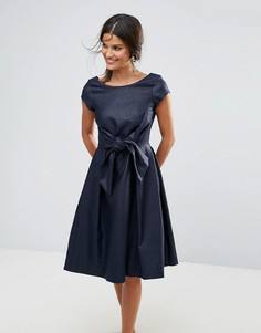 Платье с короткими рукавами и бантом Closet - Синий