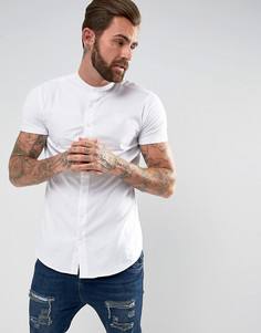 Белая обтягивающая рубашка с трикотажными рукавами SikSilk - Белый