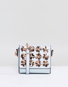 Маленькая сумка через плечо с цветочной аппликацией River Island - Синий