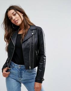 Байкерская куртка из искусственной кожи River Island - Черный