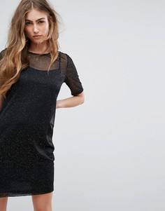 Платье-футболка с блестками River Island - Черный
