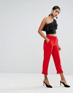 Брюки с отделкой рюшами River Island - Красный