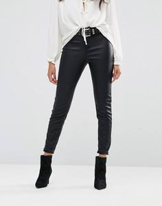 Облегающие брюки из искусственной кожи River Island - Черный
