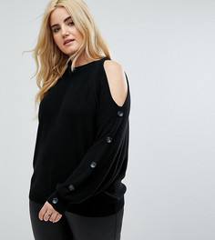 Джемпер с пуговицами на рукавах River Island Plus - Черный