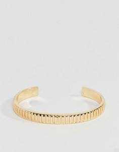 Золотистый браслет-манжета в рубчик Chained & Able - Золотой
