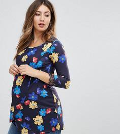 Топ с запахом и кружевом на манжетах Bluebelle Maternity - Мульти