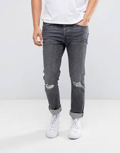 Черные узкие джинсы с рваной отделкой на коленях River Island - Черный
