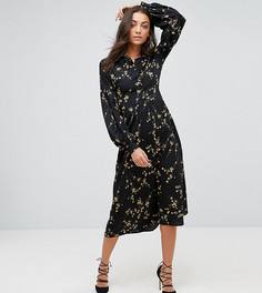 Платье миди с цветочным принтом Fashion Union Tall - Черный