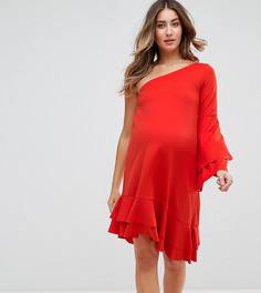 Платье мини на одно плечо с оборкой GeBe Maternity - Красный